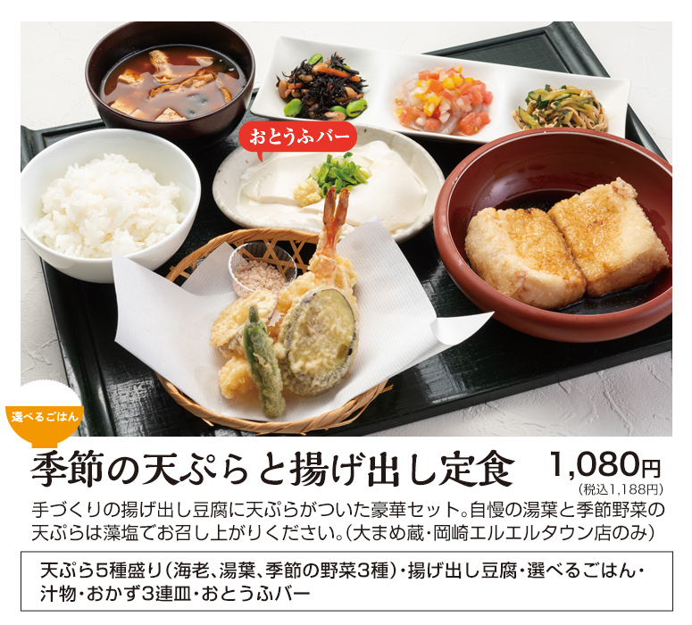 季節の天ぷらと揚げ出し定食
